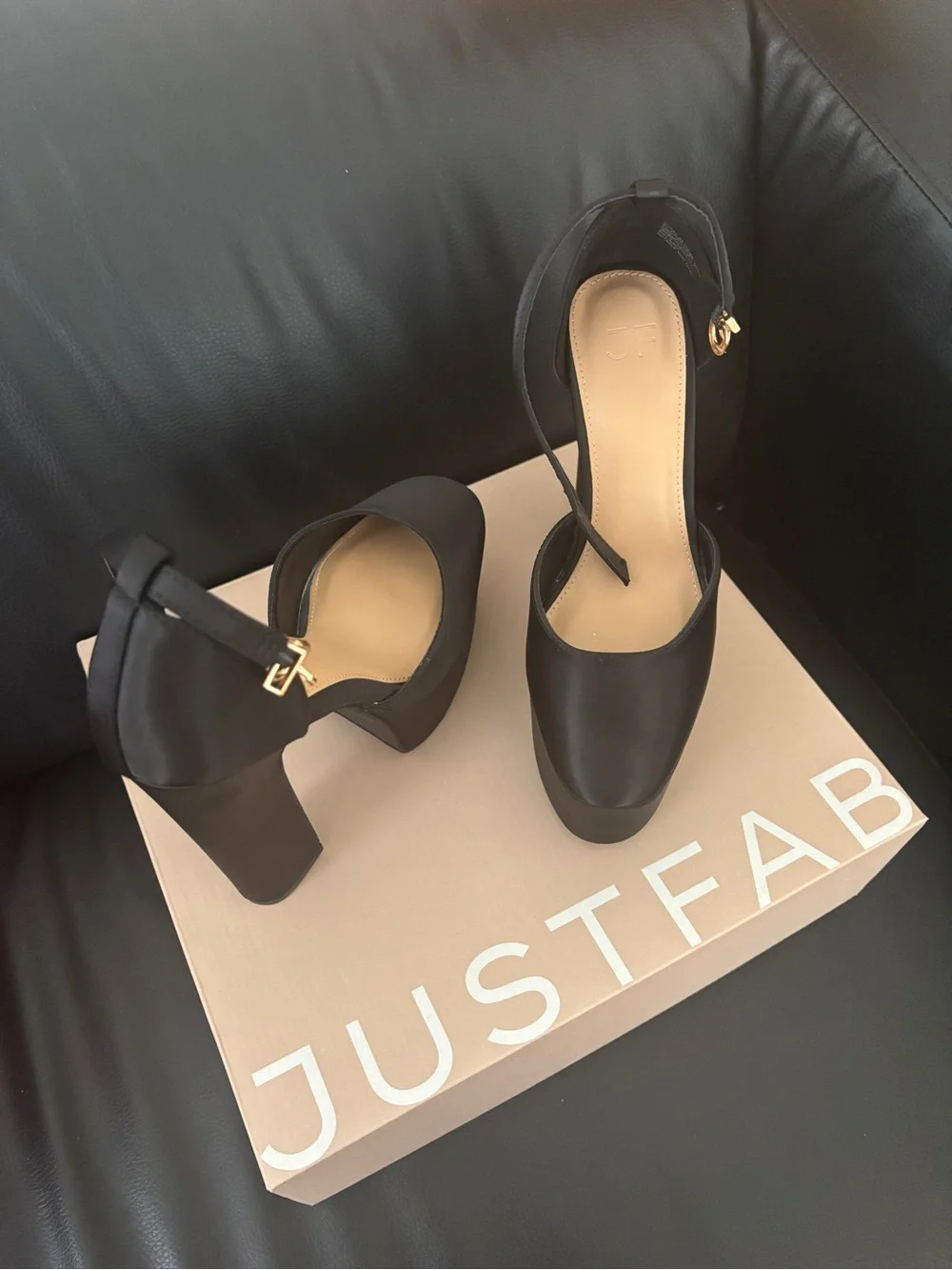 JustFab Black Platform Ankle-Strap Mary Janes